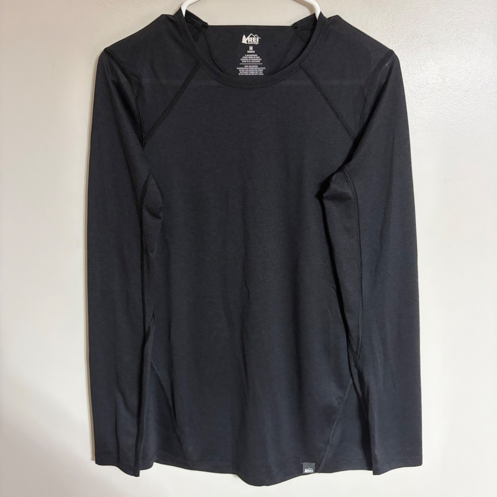 REI Co-op Womens Black Long Sleeve Polyester Base Layer Top Size M